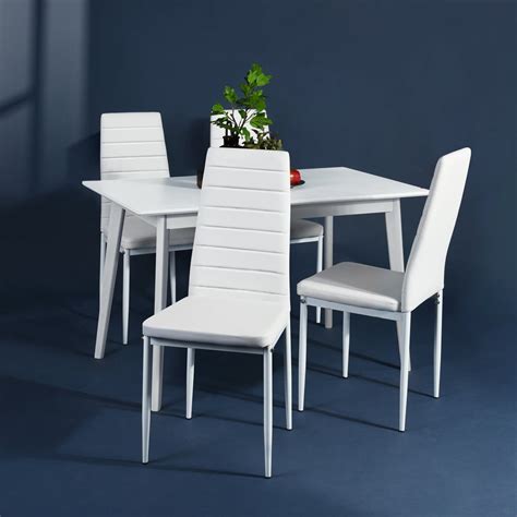 Dining Chairs Set Of 4 Modern White Kitchen Chairs Metal And Wood