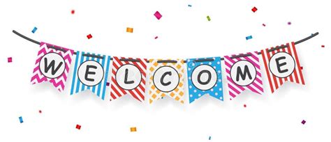 Welcome Sign With Confetti Stock Vector Illustration Of Lettering