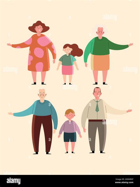 Four Grandparents And Children Characters Stock Vector Image And Art Alamy