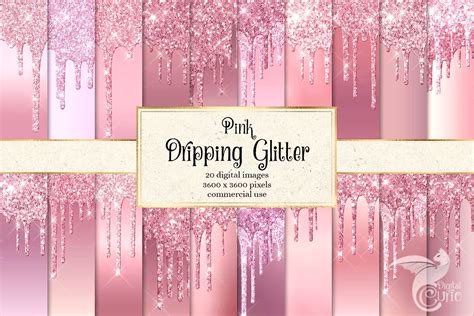 Pink Dripping Glitter Digital Paper Textures ~ Creative Market