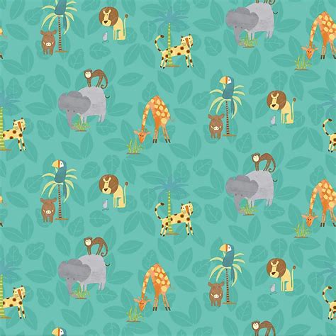 Holden Décor Teal Jungle Animals Smooth Wallpaper Sample Diy At Bandq