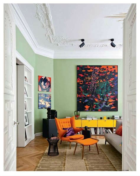 Eclectic Style Living Room With Celery Green Walls From Ad Spain
