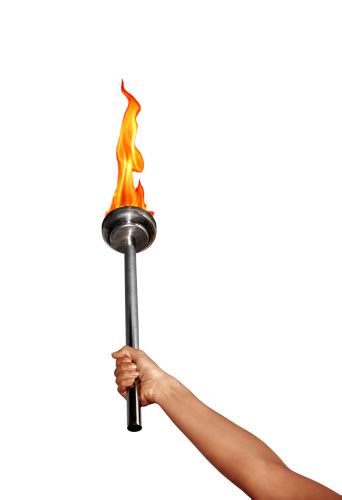Isolated Holding Flaming Torch Over White Stock Photo Download Image