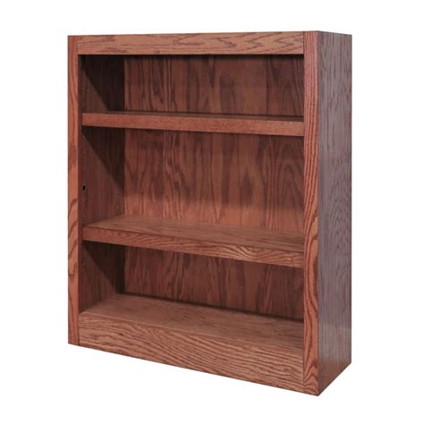 Concepts In Wood 3 Shelf Wood Bookcase 36 Inch Tall Oak Finish