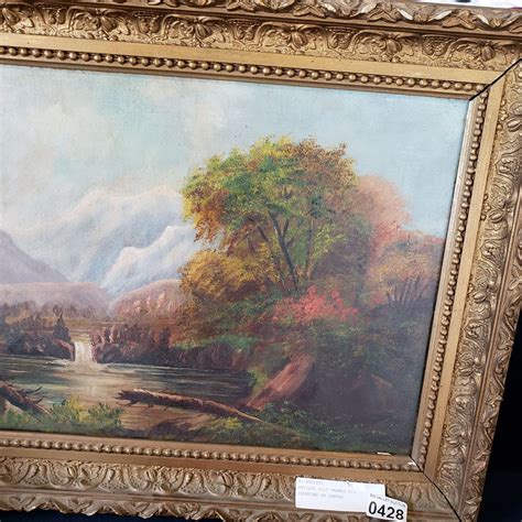 Antique Gilt Framed Oil Painting On Canvas Big Valley Auction