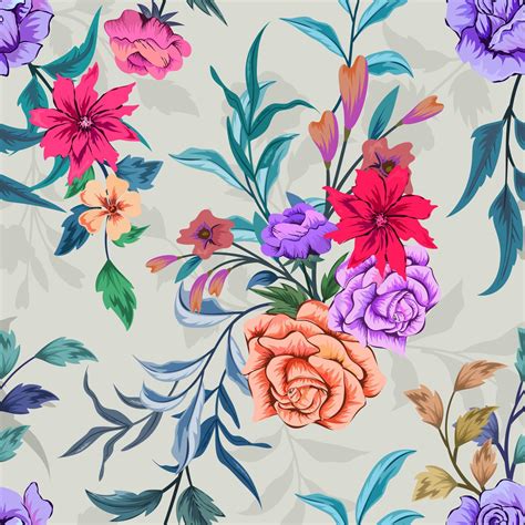 Elegant Colorful Seamless Pattern With Botanical Floral Design
