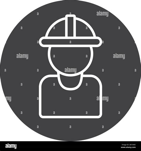 Builder Man With Helmet Line Block Style Icon Design Of Construction