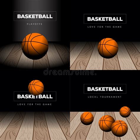 Set Of Basketball Illustrations Stock Illustration Illustration Of