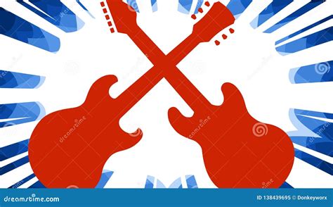 Music Event Illustration Of Two Red Electric Rock Guitars Crossed Over