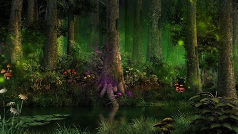 Fantasy Background Magical Forest Clearing Art And Collectibles
