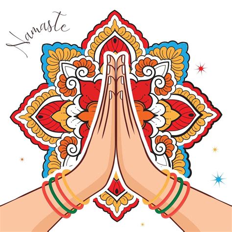 Illustration Of Karma Depicted With Namaste Indian Womens Hand Greeting Posture Of Namaste