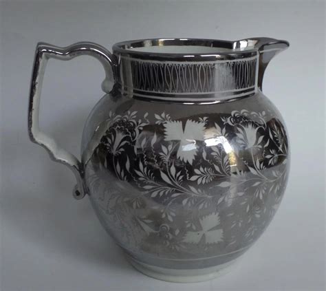 Large English Silver Luster with Resist Motif of Delicate Flower and ...