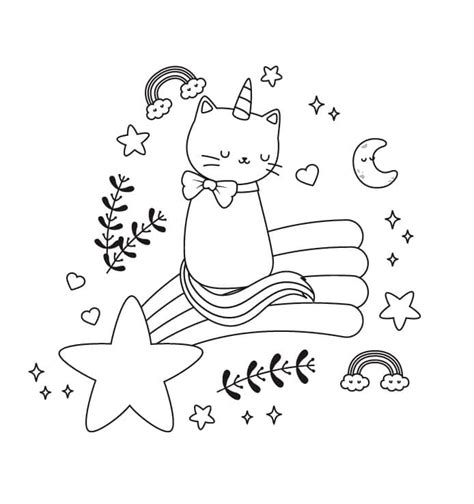 Unicorn Cat Printable Coloring Page Download Print Or Color Online
