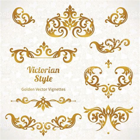 Vector Set Of Vintage Ornaments In Victorian Style Ornate Element