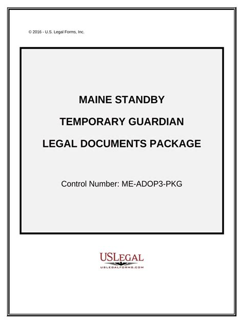 Maine Standby Temporary Guardian Legal Documents Package Maine Form