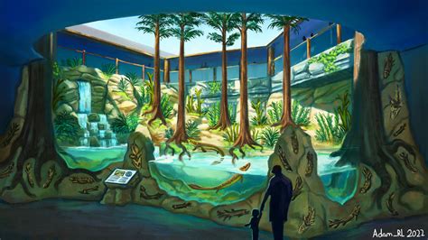 Artstation Paleo Aquarium Art Challenge Tiktaalik Exhibit Concept