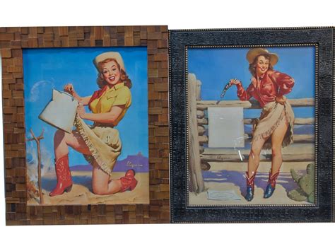 lot of 2 gil elvgren cowgirl pin up canvas prints in fr