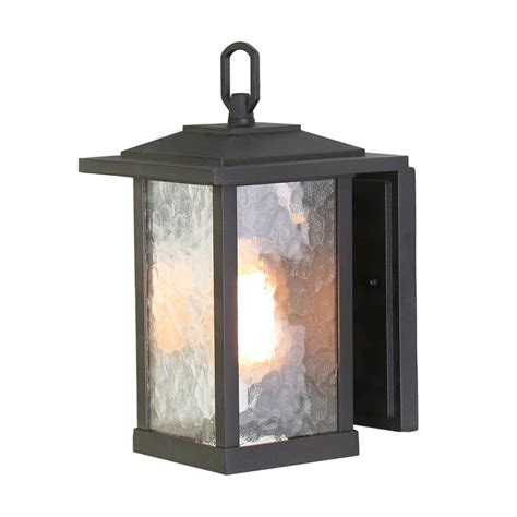 Lnc Halo 1 Light 12 In Sandy Black And Water Glass Outdoor Wall Light