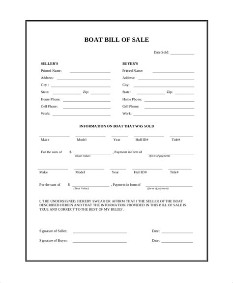 Free 9 Sample Boat Bill Of Sale Templates In Ms Word Pdf