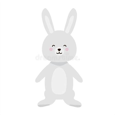 Happy Bunny Vector Illustration Cute Rabbit Cartoon Character Stock