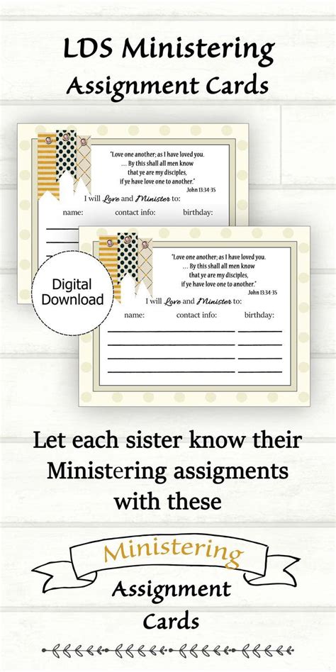 Ministering Assignment Cards Editable Printable Etsy Lds Relief