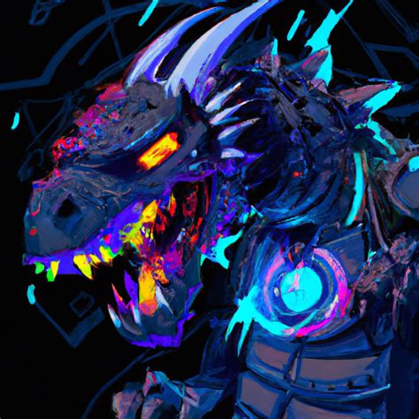 Safebooru Ai Generated Armor Art Black Dragon Claws Cyberpunk Dragon Fangs Glitch Machinery