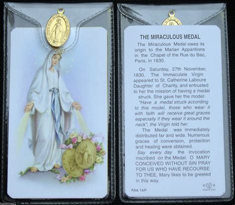 Miraculous Medal ~ Prayer Card And Medal Amazonca Home