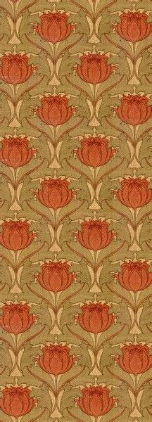 An Old Wallpaper With Red Flowers On Green And Beige Background In The