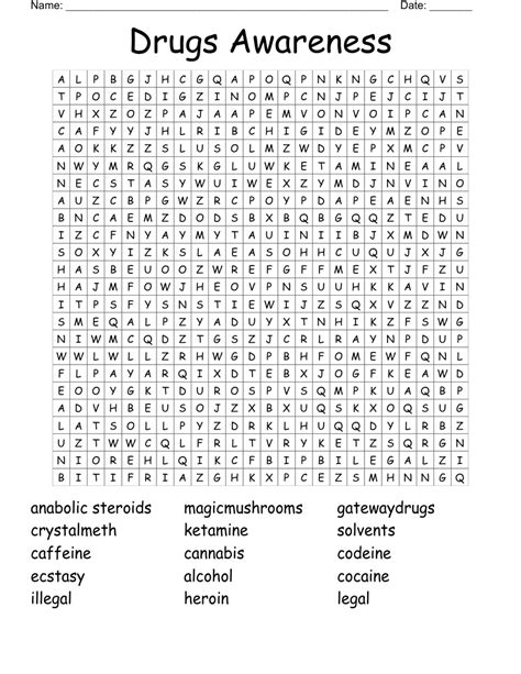 Drugs Awareness Word Search Wordmint