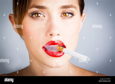 Woman Smoking Electronic Cigarette Stock Photo Alamy