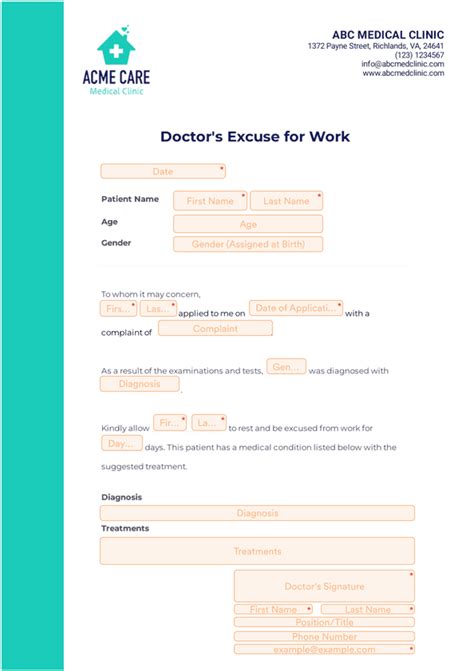 Doctors Excuse For Work Sign Templates Jotform