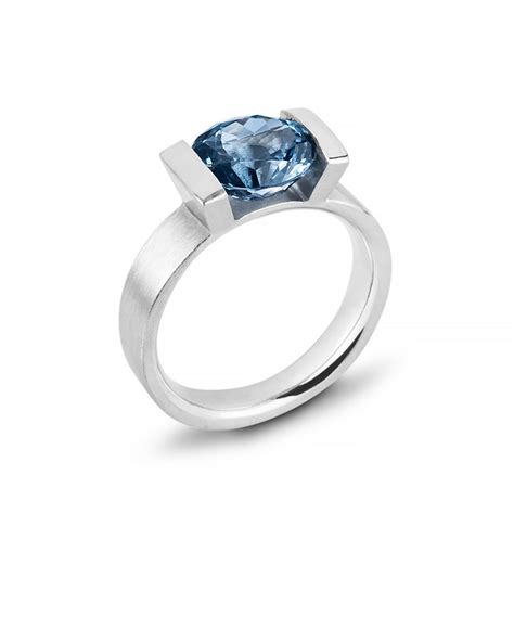 Palladium Blue Spinel Ring Michele Mercaldo Jewelry