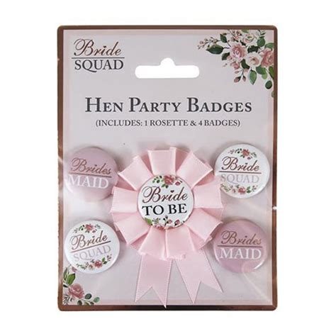 Bride To Be Hen Party Badges Pack Of 5 Partyrama