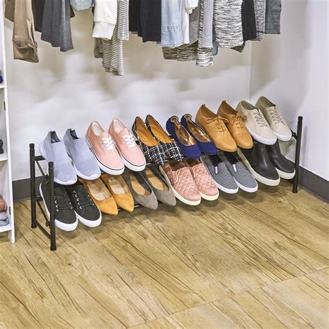 2 Tier Expandable Floor Shoe Rack With Room For Up To 12 Pairs Ebay