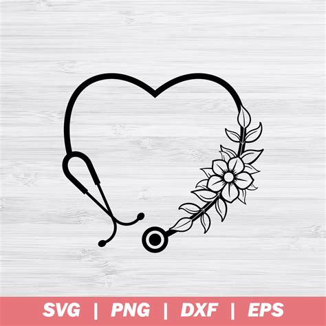 Floral Stethoscope Svg Flower Heart Stethoscope Svg Nurse Etsy Uk