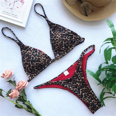 bikinx triangle string sexy swimwear women micro bathing suit push up leopard print swimsuit