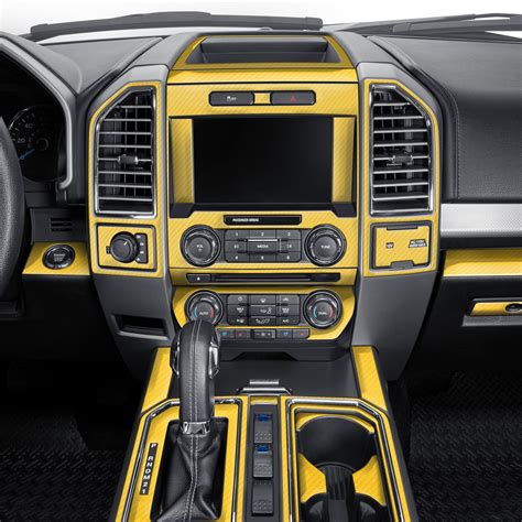 For Ford F 150 15 17 Remin Real Yellow Carbon Fiber Main Dash Kit 41
