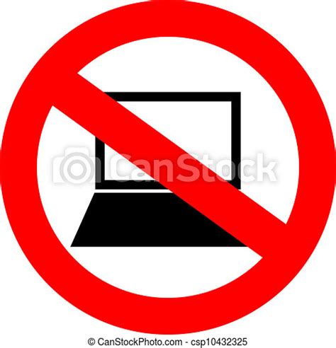Vector Illustration Of No Computers Vector Sign Isolated