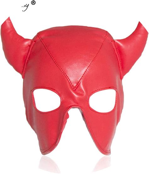 For Male Female Fashion Sex Toys Sexy Exotic Devil Mask Ox Horn Hoods For Women Pu
