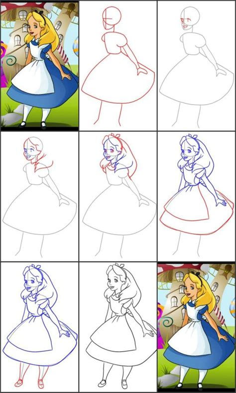 How To Draw Alice From Alice In Wonderland Drawing Pinterest
