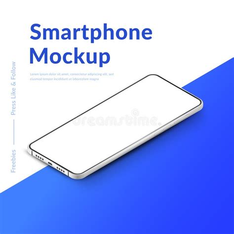 White Realistic Isometric Smartphone Mockup 3d Mobile Phone With Blank