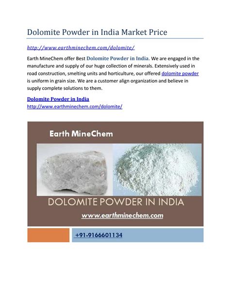 Dolomite Powder In India Market Price By Earthmine Issuu