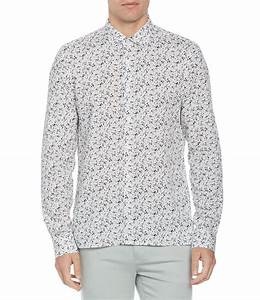 Perry Ellis Big Ditsy Floral Print Long Sleeve Woven Shirt