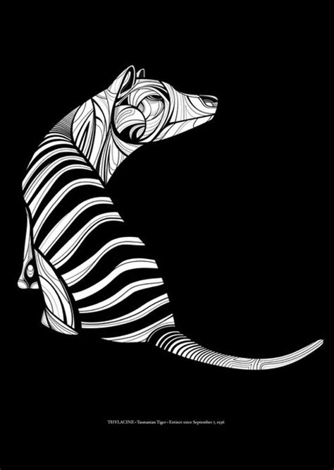 Dchristo Society6 Thylacine Tasmanian Tiger Woodland Animal Art