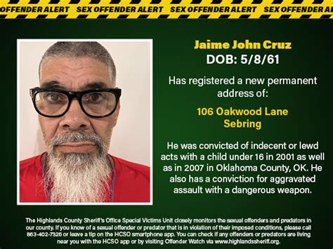 Highlands Co Sheriff On Twitter Sex Offender Alert Jaime John Cruz