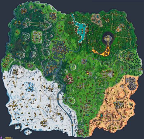 The season 9 map will be updated once will. Complete Fortnite Season 10 spawn location map - Chests ...