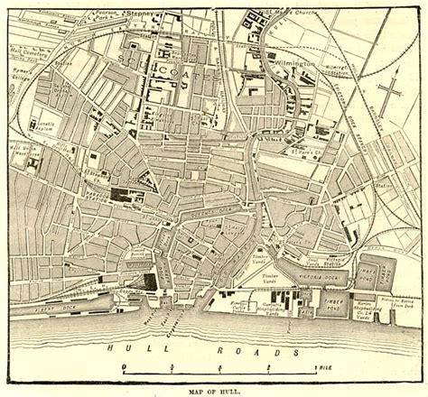 Map Of Hull Town Centre Antique Engraving Ready Mounted 1880s Ebay