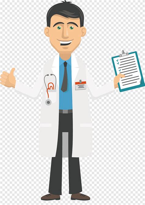 Cartoon Physician Doctors Doctor Holding Clip Board Illustration