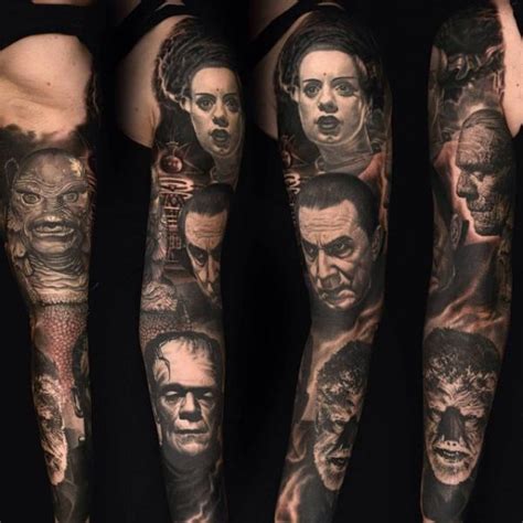 Tatouage Dracula Frankenstein Monstre Sleeve Par Nikko Hurtado