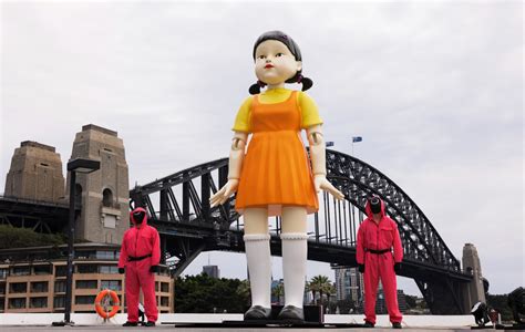 Squid Game Giant Red Light Green Light Doll Appears In Sydney